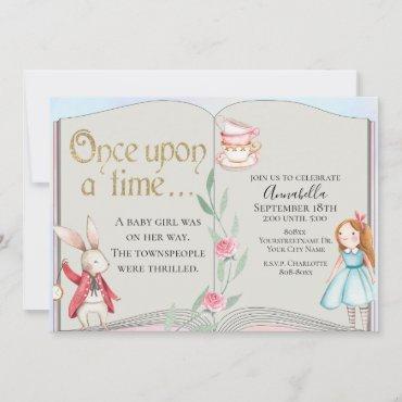 Alice in Wonderland Storybook Watercolor Invitation
