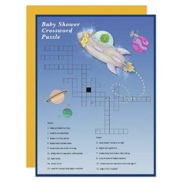 Alien Baby Shower Crossword Puzzle Game Card