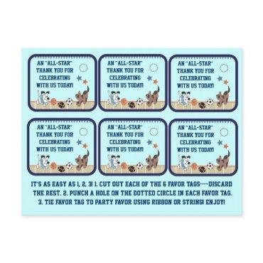 All-Star Puppies Baby Shower Party Favor Tags Postcard