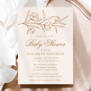 Almond and Copper Sketched Floral