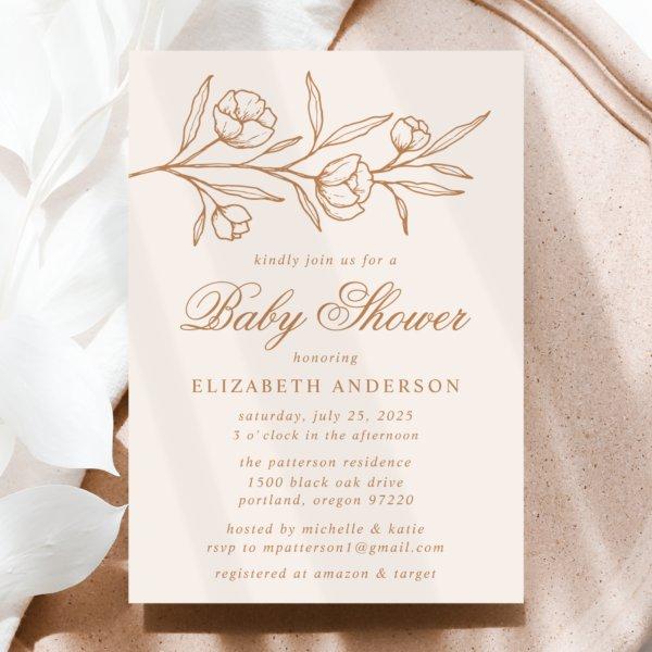 Almond and Copper Sketched Floral