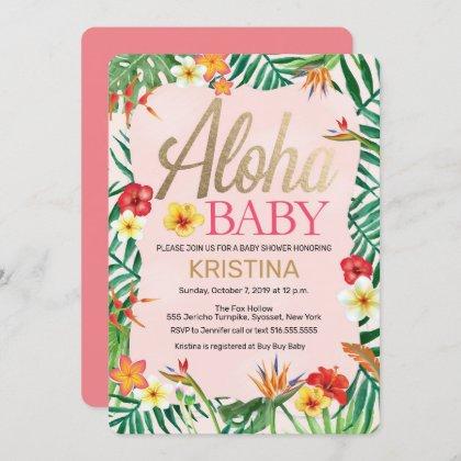 Aloha Baby Shower, Hawaiian, Tropical Invitation