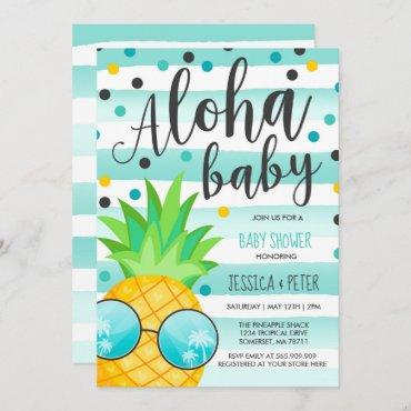 Aloha Baby Shower Invitation Pineapple Baby Shower