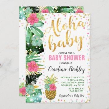 Aloha Baby Shower Invitation Tropical Baby Shower