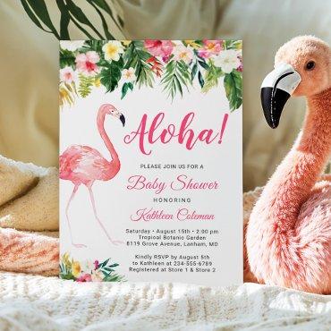 Aloha Luau Baby Shower Tropical Floral Flamingo