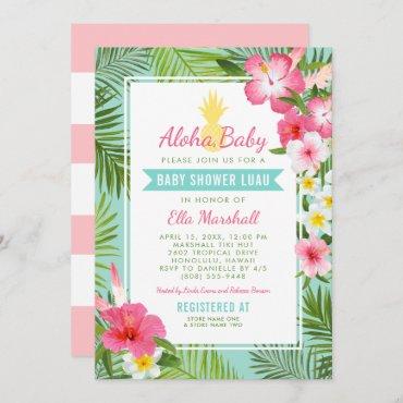 Aloha Pink Tropical Floral Baby Shower Luau