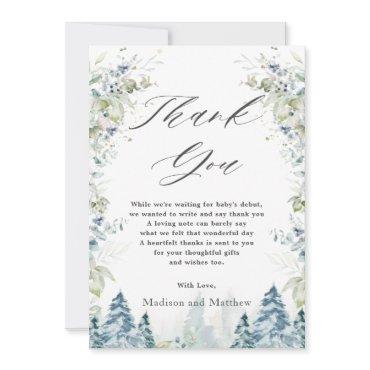 Alpine Winter Wonderland Baby Shower Birthday  Thank You Card