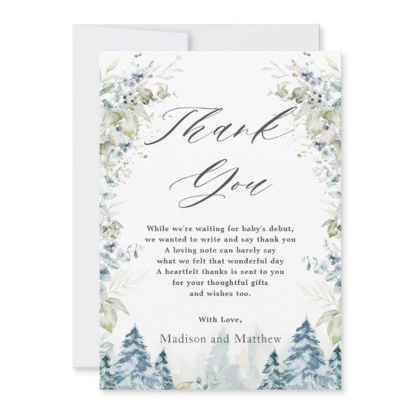 Alpine Winter Wonderland Baby Shower Birthday  Thank You Card