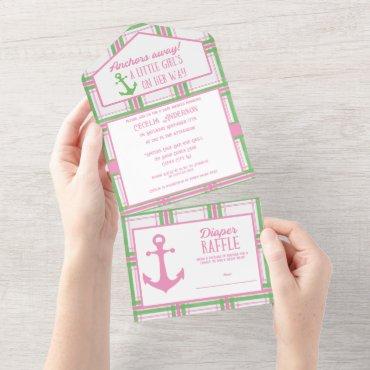Anchors Away Girl Nautical Baby Shower All In One