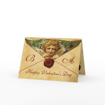 ANGEL HEART WAX SEAL PARCHMENT VALENTINE MONOGRAM HOLIDAY CARD
