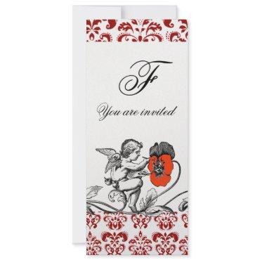 ANGEL PAINTING A RED FLOWER DAMASK MONOGRAM ice