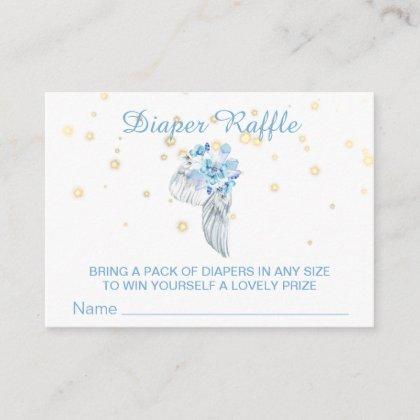 *~* Angel Wing Crystals Feathers Boy Diaper Raffle Enclosure Card