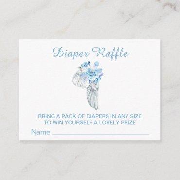 *~* Angel Wing Feathers Crystals Boy Diaper Raffle Enclosure Card