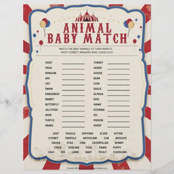 Animal Baby Match [Circus Theme] Letterhead