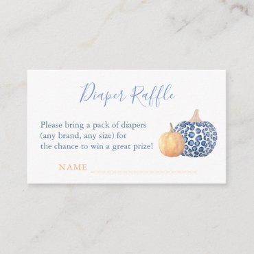 Animal Print Pumpkin Blue and White Diaper Raffle Enclosure Card