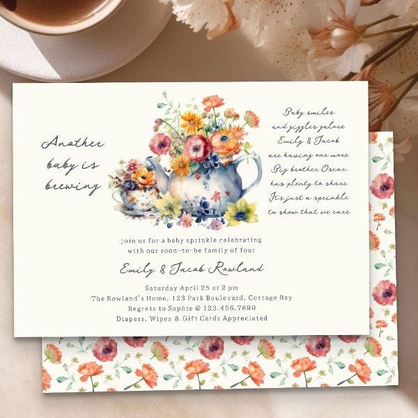 Another Baby is Brewing Floral Teapot Sprinkle