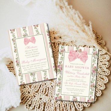 Antique Victorian Coquette Bow Floral Baby Shower
