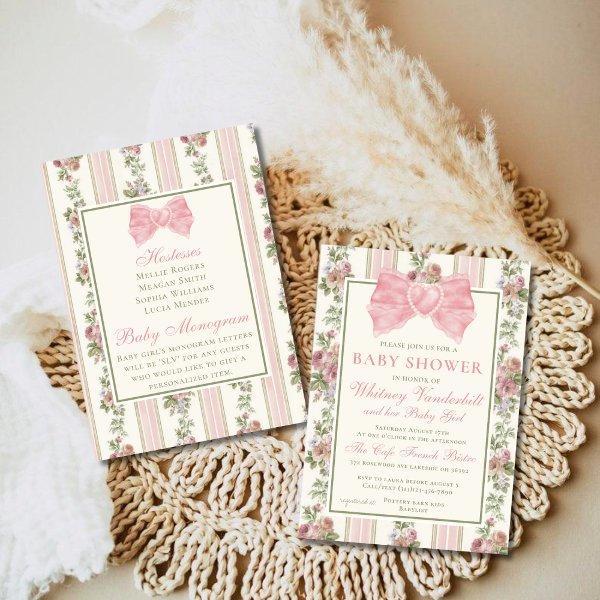 Antique Victorian Coquette Bow Floral Baby Shower