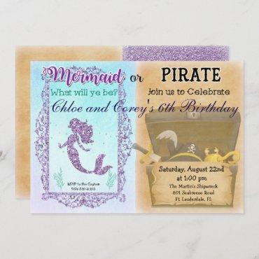 ANY AGE - Mermaid or Pirate Birthday Invitation