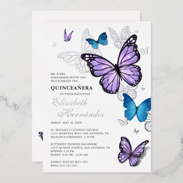Any Color Butterfly Elegant Quinceanera Foil