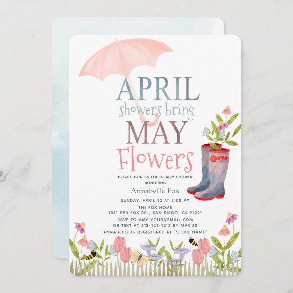 April Showers Bring May Flowers Baby Shower Invita