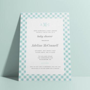 Aqua Blue Gingham Traditional