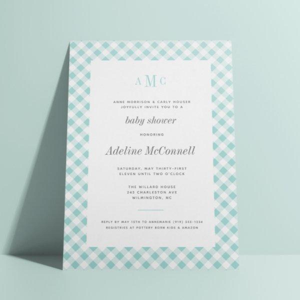 Aqua Blue Gingham Traditional