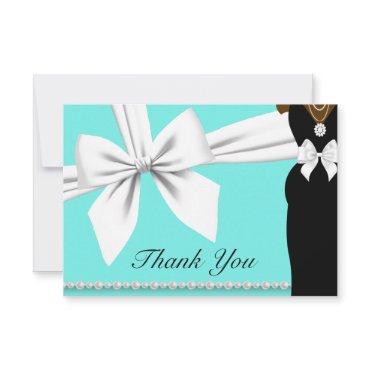 Aqua Teal Blue Ethnic Princess Elegant Baby Shower Thank You Card