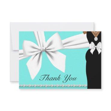 Aqua Teal Blue Ethnic Princess Fancy Baby Shower Thank You Card