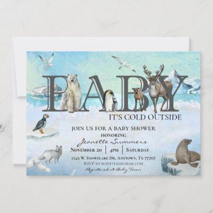 Arctic Animal Baby It's Cold Outside Winter Shower Invitation