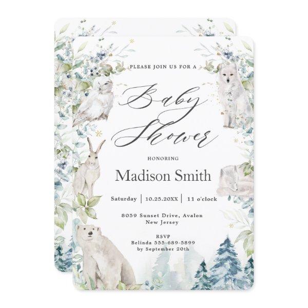 Arctic Animals Winter Alpine Baby Shower Neutral
