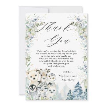 Arctic Animals Winter Wonderland Baby Shower  Thank You Card
