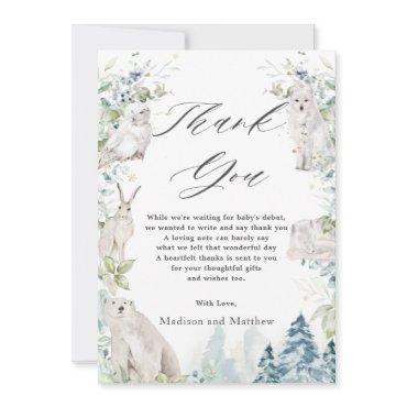 Arctic Animals Winter Wonderland Baby Shower  Thank You Card