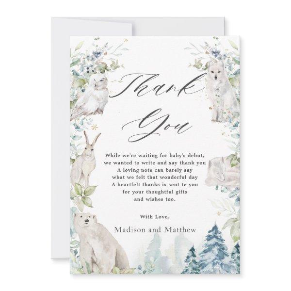 Arctic Animals Winter Wonderland Baby Shower  Thank You Card