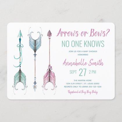 Arrows or Bows No One Knows Baby Shower Invitation
