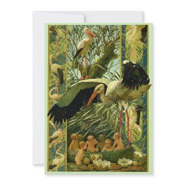 Art Nouveau Storks Baby Shower Template