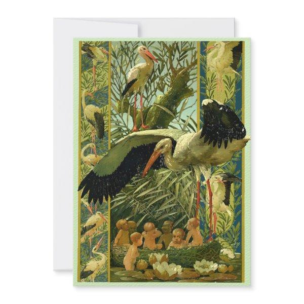 Art Nouveau Storks Baby Shower Template