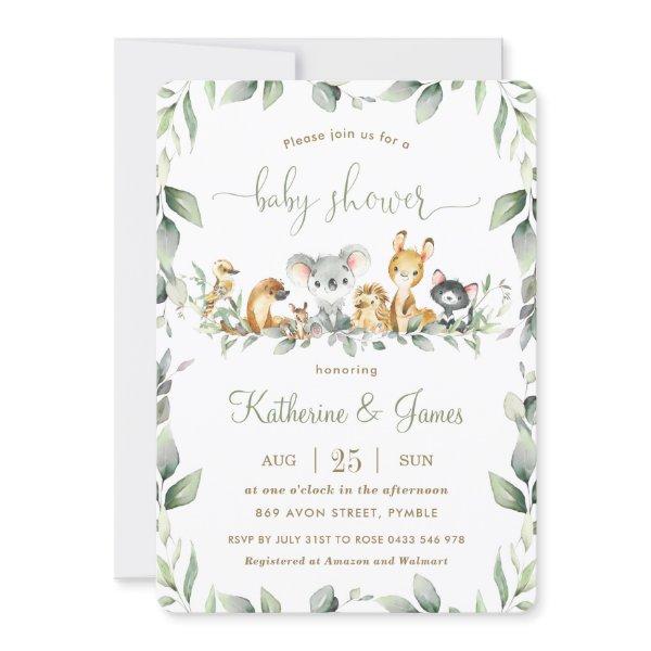 Australian Animals Greenery Baby Shower Neutral