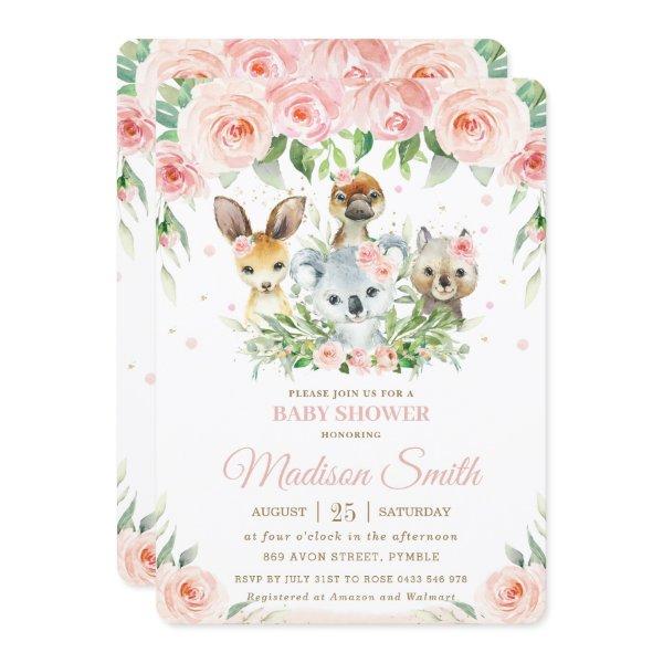 Australian Animals Pink Blush Floral