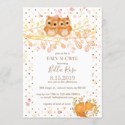 Autumn Owls Baby Shower Invitations