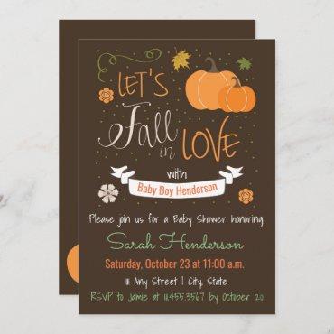 Autumn Themed Fall In Love Baby Shower Invite