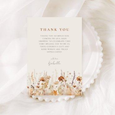 Autumn Wildflower Field Baby Shower Thank You Card