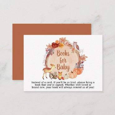 Autumn Woodland Animals Books For Baby Shower Enclosure Card