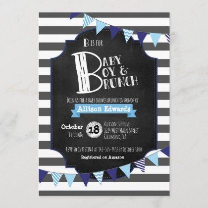 B is for Baby, Boy & Brunch Shower Invitation