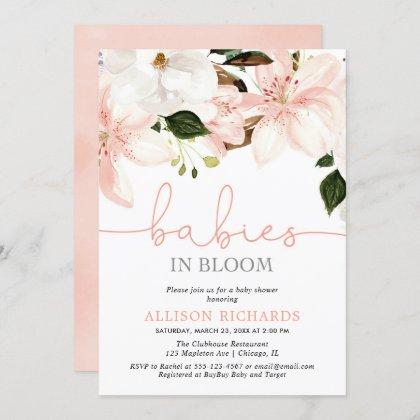 Babies in Bloom lilies twin girls baby shower Invitation