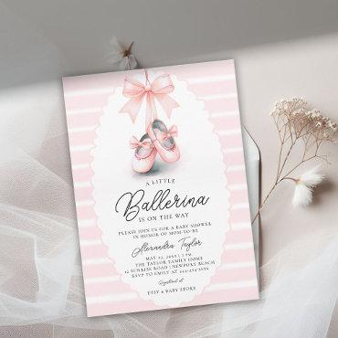 Baby Ballerina Shoes Pink Bow Ribbons Girl Shower