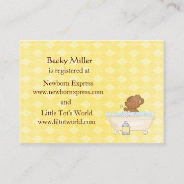 Baby Bear Bath Time Baby Shower Registry Cards