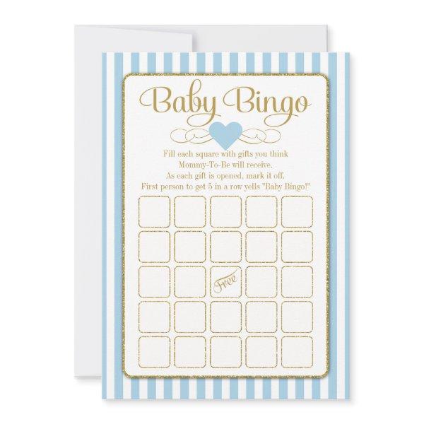 Baby Bingo Blue Gold Boy Baby Shower Game Cards