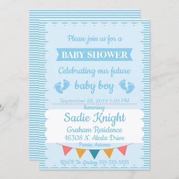 Baby Blue Baby Shower Invite