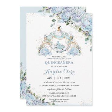 Baby Blue Floral Princess Coach Quinceanera Court
